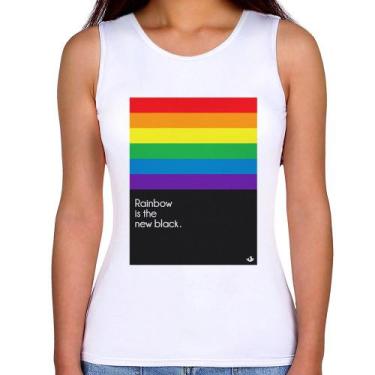 Imagem de Regata Feminina Rainbow is the new black - Foca na Moda, Branco, M