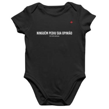 Imagem de Body Bebê Algodão Ninguém pediu sua opinião - Foca na Moda, Preto, P