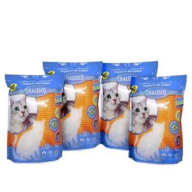 Imagem de Areia de Gato Cristais de Sílica 1,8 Kg 4 Pacotes - Chalesco