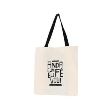 Imagem de Bolsa Feminina Ecobag 100% algodão ANDA CUM FÉ (Alça preta) - CARIOCA 