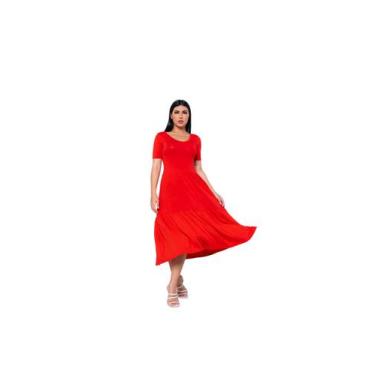 Imagem de Vestido Feminino Casual Saia Duas Marias Mídi Com Decote Em V - Gisele