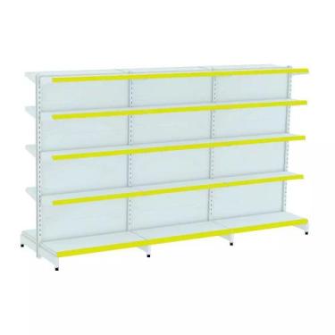 Imagem de Gondola Centro 170 Fit Ate 3 Metros Branco 30 Bandeja Pe Amarelo - AMA