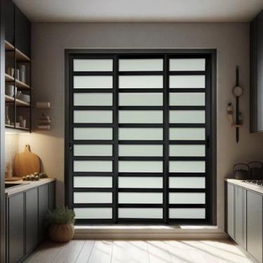 Imagem de Porta de Correr com Travessas 3 Folhas Moveis Sequenciais 210 X 150 El