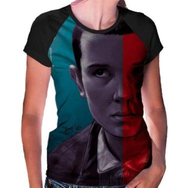 Imagem de Camiseta Raglan Baby Look Stranger Things Ref:230 - smoke, Preto, XG
