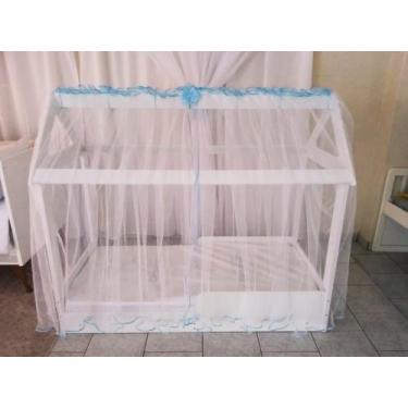 Imagem de Mosquiteiro Montessoriano 1.50 x 1.60 Tule Branco e Laço Decorativo - 