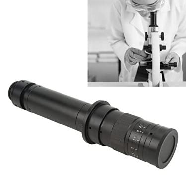 Imagem de Adaptador de lente para microscópio monocular Max 300X Zoom C Mount 1X lente ocular ampliação ajustável 0,7X a 4,5X liga de alumínio para câmera de microscópio industrial
