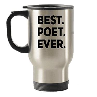Imagem de Caneca de viagem Poet – Copo isolado Best Poet Ever Travel – Presente divertido para poetas – Poesia – Uma ideia de presente – Adicionar ao conjunto de caixas de presente – Ideias engraçadas de presente – Aniversário de Natal