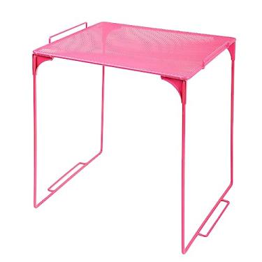 Imagem de AUECOOME Prateleira organizadora de armário, prateleira empilhável para armário escolar, acessórios de armário de armazenamento adequados para escola, escritório e uso doméstico (1, rosa)