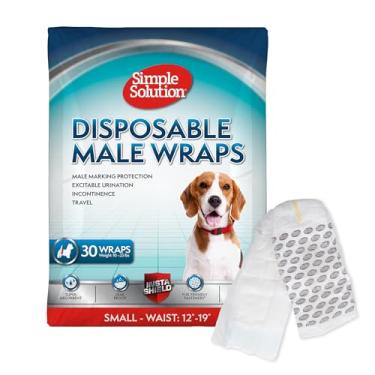 Imagem de Simple Solution Fraldas descartáveis para cães machos, ajuste verdadeiro, absorvente, à prova de vazamento com indicador de umidade, fraldas para filhotes e cachorros para fazer xixi, para animais de