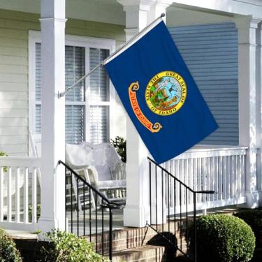 Imagem de Bandeira do estado de Idaho de 3 camadas 6,5 x 9,5 m poliéster dupla face exterior resistente cores vivas com cabeçalho de lona durável e 2 ilhós de latão..
