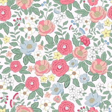 Imagem de VEELIKE Papel de parede floral rosa Poppy Field Papel de parede floral vintage para quarto de meninas, berçário, banheiro, 48 x 39 cm, papel de contato floral removível autoadesivo para armários e