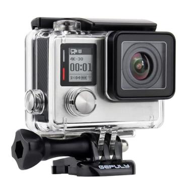 Imagem de Capa protetora à prova d'água GEPULY para GoPro Hero 4, Hero 3+, Hero 3 Underwater Photography - Impermeável até 45 m - com suporte de liberação rápida, parafuso de polegar, adaptador de montagem de tripé