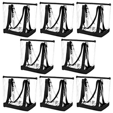 Imagem de Reginary 8 Pieces Clear Tote Bags PVC Shoulder Handbag Security Approved See Through Bag with Zipper Closure for Travel Work Shopping (Black)