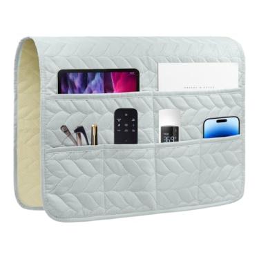 Imagem de HADEEONG Organizador de apoio de braço de sofá para poltrona reclinável, suporte de controle remoto para poltrona reclinável, suporte de poltrona antiderrapante com 6 bolsos de armazenamento para