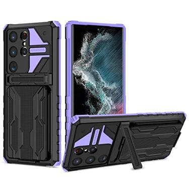 Imagem de GTBDEKI Capa para Galaxy S22 Ultra/Samsung S22 Ultra SM-S908U Capa Carteira Destacável Suporte de Cartão de Crédito Suporte Integrado Capa Protetora para Samsung Galaxy S22 Ultra 5G Roxo