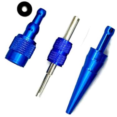 Imagem de Kit adaptador de conector de porta de teste EVAP - para testador de máquina de fumaça automotiva - Detecção e diagnóstico de vazamento de emissões - Adaptador de serviço M12 X 1,5 e ferramenta Schrader - Kit de 2 peças