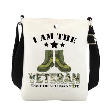 Imagem de BNQL Bolsa tiracolo Veteran Wife Gifts Veteran Women Gifts I Am The Veteran Not The Veteran's Wife Crossbody Sling Bag, Branco
