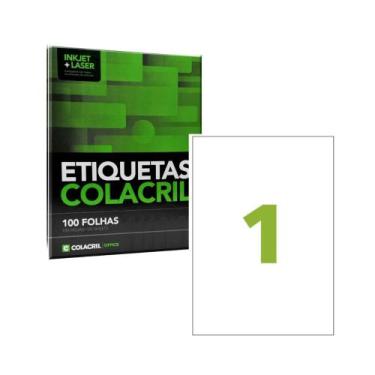 Imagem de Etiqueta Colacril A4 para Impressora 100 Folhas Adesiva Branca para Es