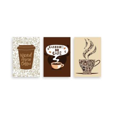 Imagem de Kit 3 Placa Decorativa Quadro Cantinho Do Café Coffee Time Need More C