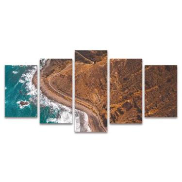 Imagem de Quadro Mosaico Decorativo Montanha Estrada Mar Oceano Colorido - Deliq