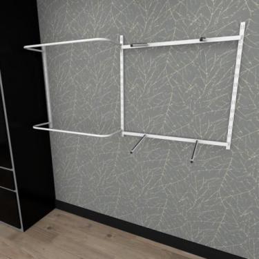 Imagem de Arara de roupas closet quarto com 11 peças regulável 200x100 cm cor br