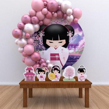 Imagem de Kit Festa Painel Redondo Boneca Oriental Chinesa Gueixa Kokeshi-IMPAKT