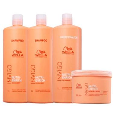 Imagem de Kit Wella Nutri-Enrich Shampoo 1L, Shampoo 1L, Condicionador 1L, Másca