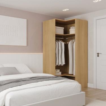 Imagem de Guarda-roupa de Canto Reto Modular 95cm sem Portas com Cabideiros Jade Cabecasa Madeiramadeira Avelã