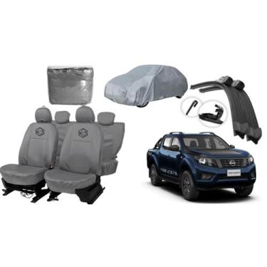 Imagem de Kit Capa Automotiva Personalizada Couro Cinza Frontier 2020-2024 + Lim