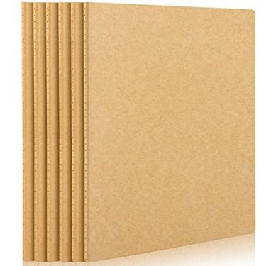Imagem de EUSOAR Caderno diário, pacote com 6 A4 28 x 28 cm, 40 folhas/80 páginas, papel grosso de 100 g/m², cadernos pautados universitários, marrom a granel, cadernos de linha tamanho de carta para anotações, composição, crianças da escola