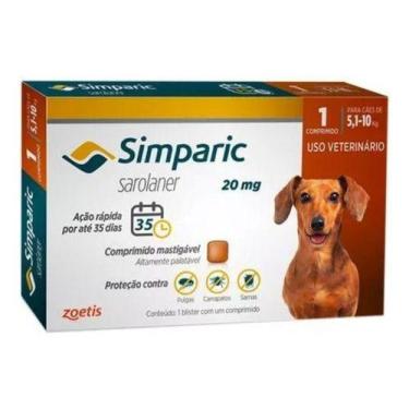 Imagem de Simparic 20 Mg 5,1 A 10 Kg 1 Unidade Zoetis
