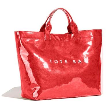 Imagem de Bolsa feminina grande de PVC, bolsa de plástico com letras impressas, bolsa Hobo transparente, Vermelho A