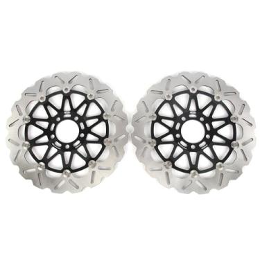 Imagem de 1 par de discos de freio dianteiros flutuantes compatíveis com Kawasaki ZXR750L ZXR750R 1993-1995, ZZR1100 1993-2001, ZZR1200 2002-2005, VN1500 MEAN STREAK 2002-2003, VN1600 0 2000 4-2007, preto