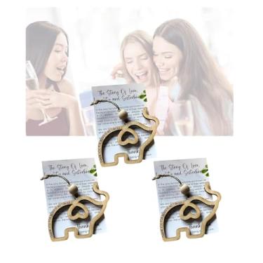 Imagem de Enfeites de elefante da amizade, enfeite de Natal de madeira com cartão de história, presente de celebração de irmandade, para mulheres, irmãs, amigas, ornamentos de madeira em forma de elefante (3