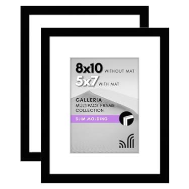 Imagem de Americanflat Porta-retrato 20 x 25 cm em preto com passe-partout 12 x 18 cm - Conjunto de 2 molduras - Exibe fotos 5 x 7 com tapete e 20 x 25 cm sem tapete - com capa de acrílico