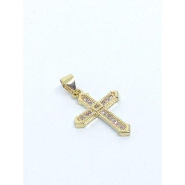 Imagem de Pingente Cruz Pequena Zircônia Brilhante Folheada A Ouro 18k - Michest