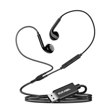 Imagem de DUKABEL Fones de ouvido com fio USB, fone de ouvido USB com microfone para PC/PS4/PS5, fones de ouvido intra-auriculares de 1,8 m com controle de volume para jogos de transmissão ao vivo no escritório