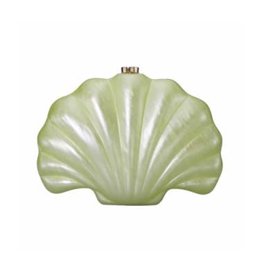 Imagem de YJKIS Bolsa feminina pérola acrílica clutch pérola bolsa de ombro bolsa de ombro feminina casamento clutch baile noite Handag, Verde