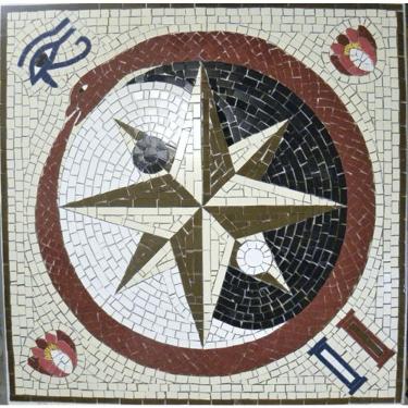 Imagem de Piso Maçom Em Mosaico Ii Feito Com Cerâmicas E Porcelanas Tamanho 150cm