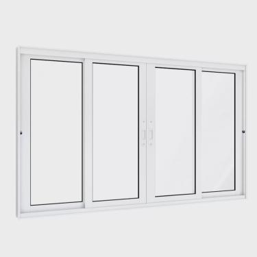 Imagem de Janela de Alumínio de Correr 100x150cm 2 Folhas Móveis 2 Fixas com Vidro Lucasa Eccellente
