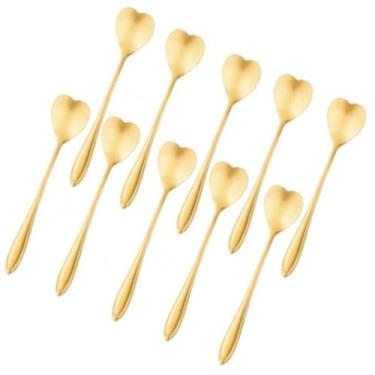 Imagem de Kit Colher Coração Fofa para Cozinha Mesa Posta Douradas Café Sobremes