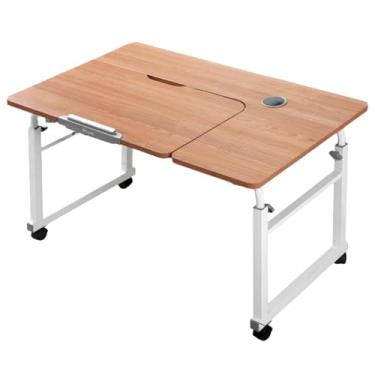 Imagem de Mesa Overbed com altura ajustável, mesa com rodas – mesa de computador para cama, mesa móvel sobre a cama com rodas