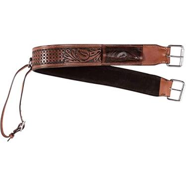 Imagem de WEMBILS Equitack Western Horse Saddle Back Cinch Flank Strap Rear Girth Leather Buckskin Billet Keeper (couro, 91 cm)