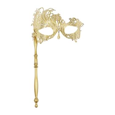 Imagem de Fiocias Máscara de máscaras com máscara de face máscara de festa acessório de fantasia para carnaval de vestido extravagante, Ouro