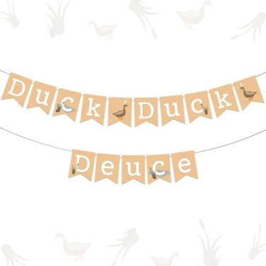 Imagem de Pato Mallard Decorações de aniversário de 2º aniversário bandeira pato pato pato selvagem caça festa de aniversário decoração para pato tema 2º aniversário suprimentos de festa