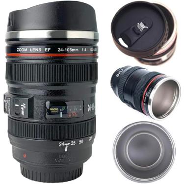 Imagem de TMANGO Caneca de café com lente de câmera com tampa deslizante, caneca de câmera, presentes de fotógrafo, presentes legais de fotografia para homens e mulheres