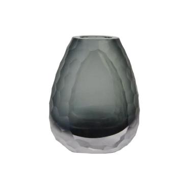 Imagem de Vaso Oval Vidro Murano Italiano 17X14Cm Pequeno Cinza