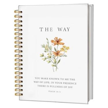 Imagem de FLVGE Caderno da Bíblia, Salmo 16:11 das Escrituras Cristãs, Caderno Espiral, Caderno Espiral, Caderno Espiral de Capa Dura Floral, 14 x 20 cm, Presentes Cristãos para Mulheres