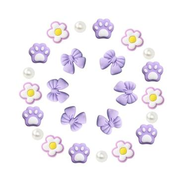 Imagem de CIKKITZ 24 peças de pingentes de flores para sandálias de tamanco, laço, pata, pingentes de pérolas, acessórios para meninas, pingentes de decoração de sapatos DIY para mulheres, lembrancinhas de