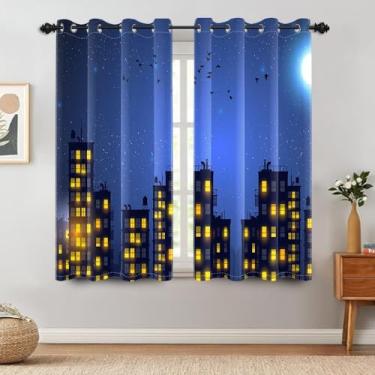 Imagem de TTQYFNM Cortinas de cidade de super-herói, desenho animado, super-herói, horizonte, edifícios, cortinas de janela para quarto de crianças, sala de jogos, sala de estar, escurecimento, isolamento